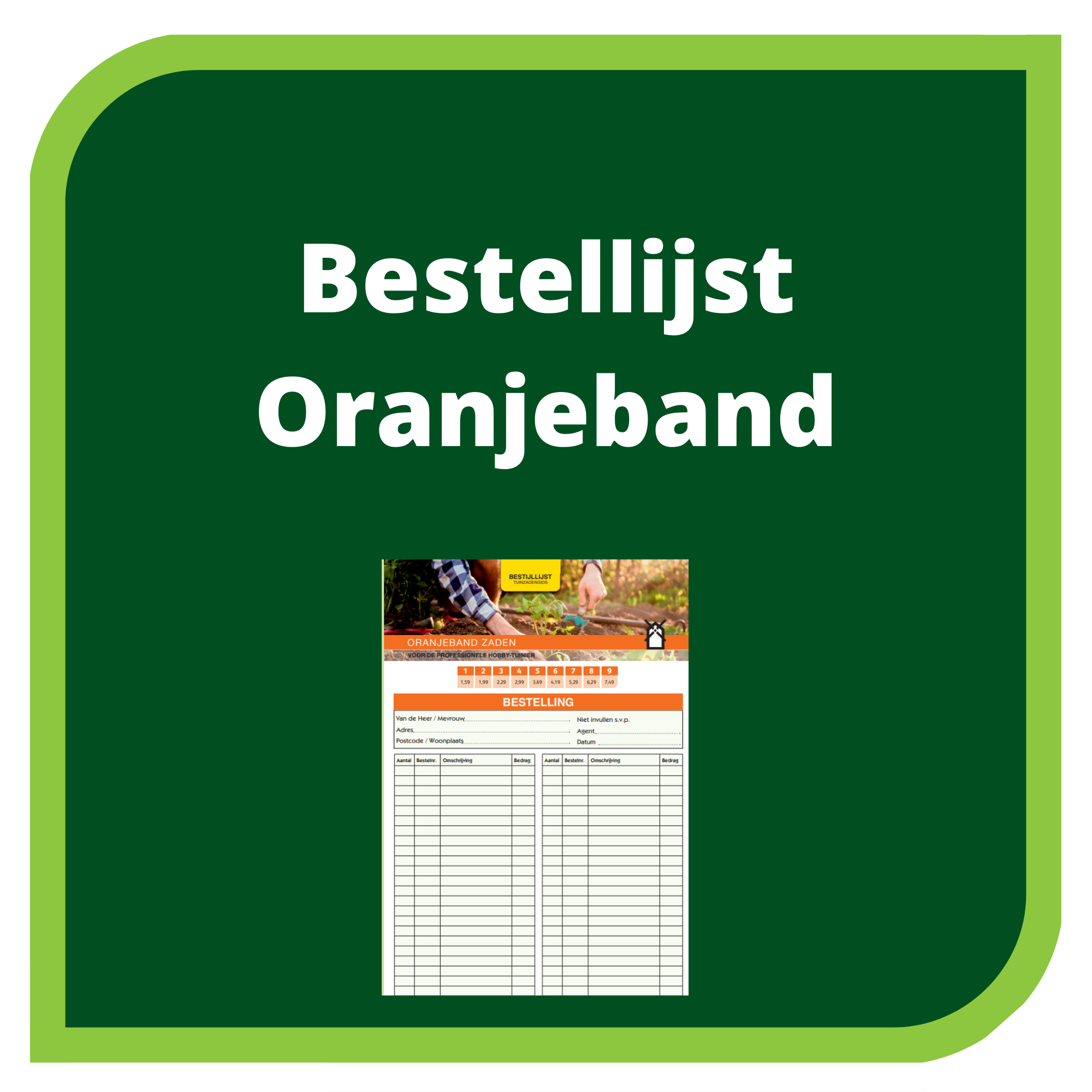 bestelijst oranjeband