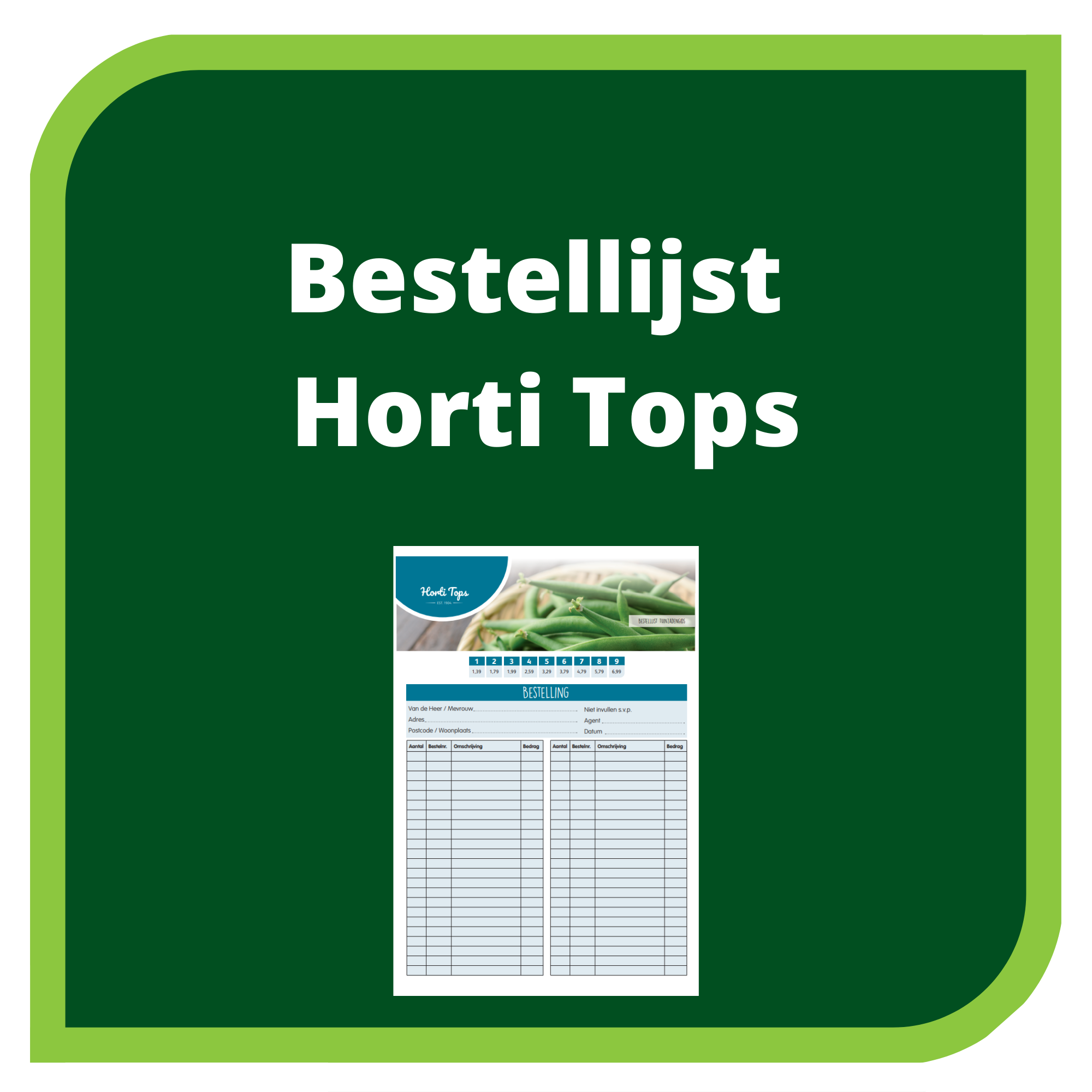 bestelijst horti tops