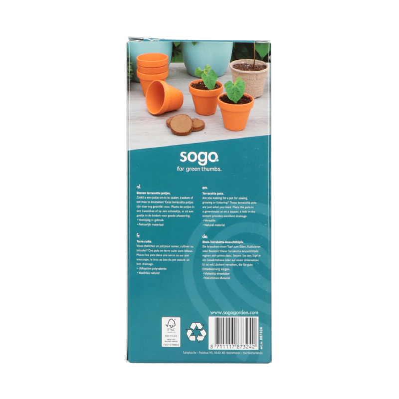 SOGO Stenen terracotta potjes 7/8cm 7st.