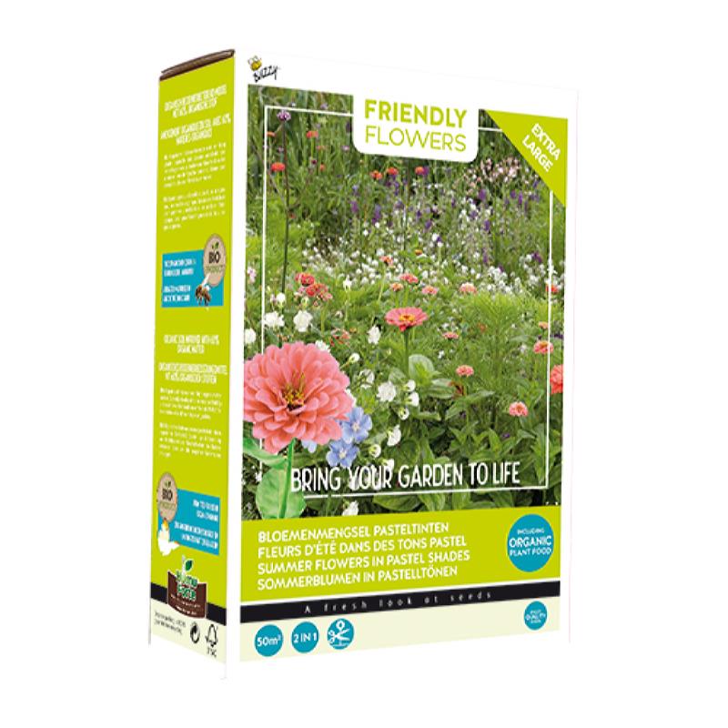 Buzzy® Friendly Flowers XL Pasteltinten mengsel 50m²