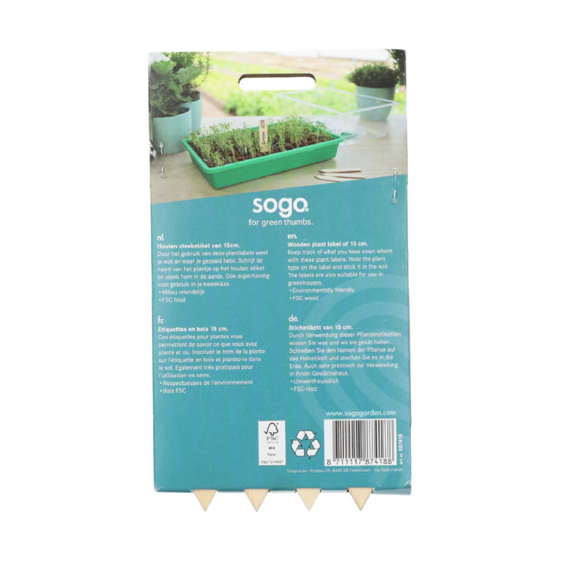 SOGO Houten steeketiket 15cm 24st