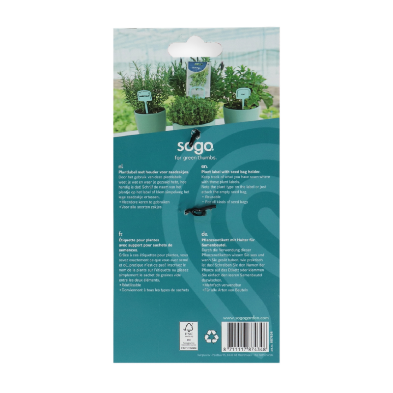 SOGO Labels+Zaadzakjehouder 12,5cm 10st
