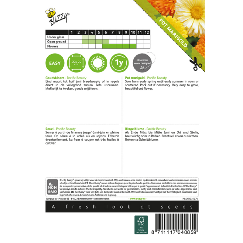 Buzzy® Calendula, Goudbloem Pacific Beauty gemengd