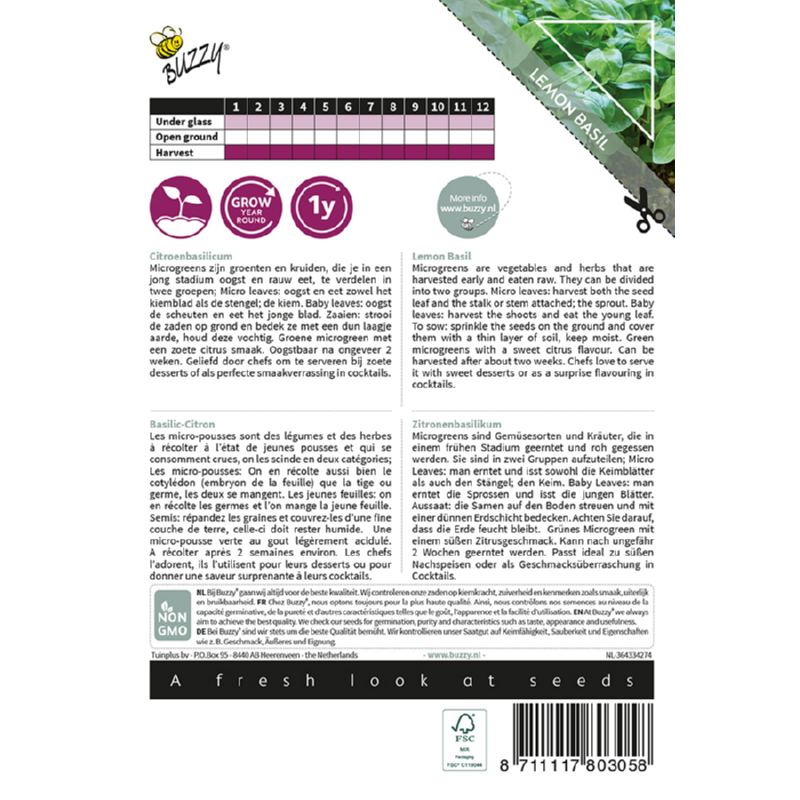 Buzzy® Microgreens, Citroenbasilicum