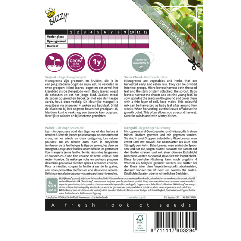 Buzzy® Microgreens, Snijbiet Regenboogmengsel