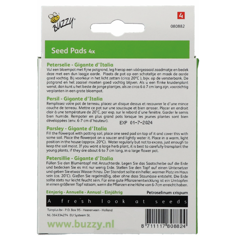 Buzzy® Seedpads Peterselie Gigante d'Italia 4x 8cm