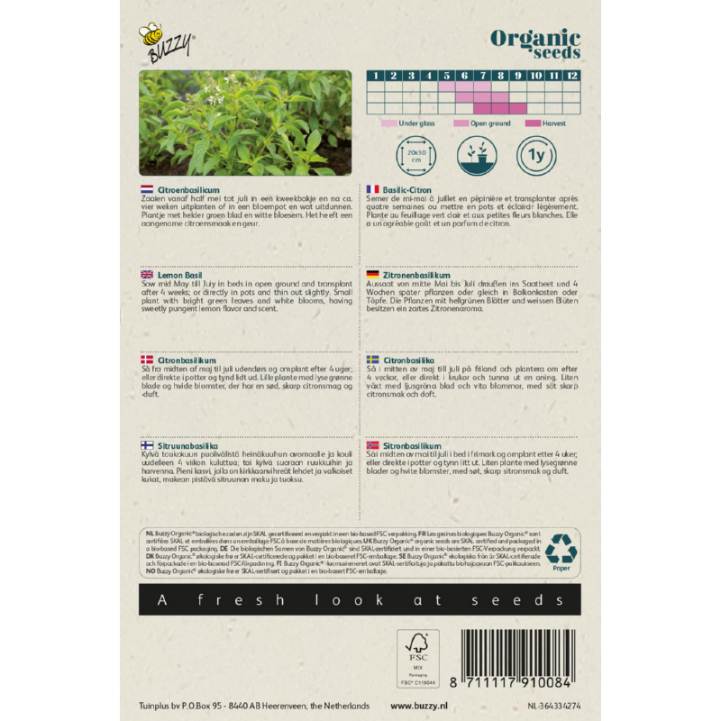 Buzzy® Organic Basilicum Citroensmaak (BIO)