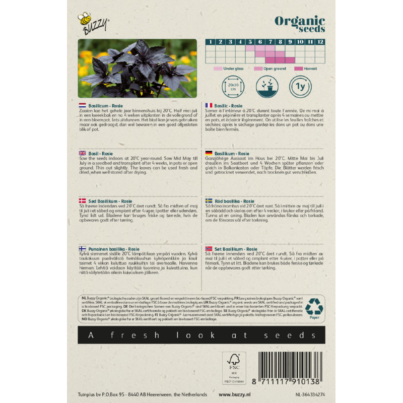 Buzzy® Organic Basilicum Rosie (BIO)