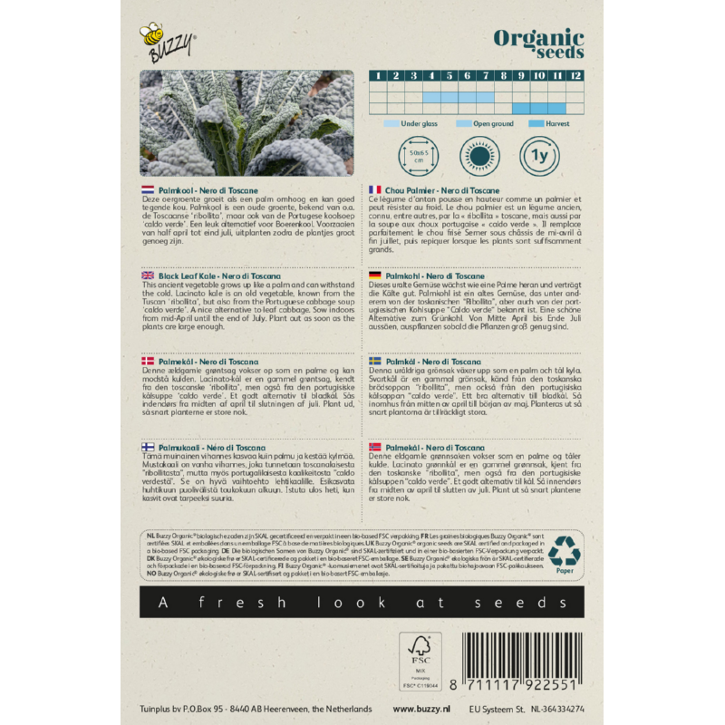 Buzzy® Organic Palmkool Nero di Toscana (BIO)