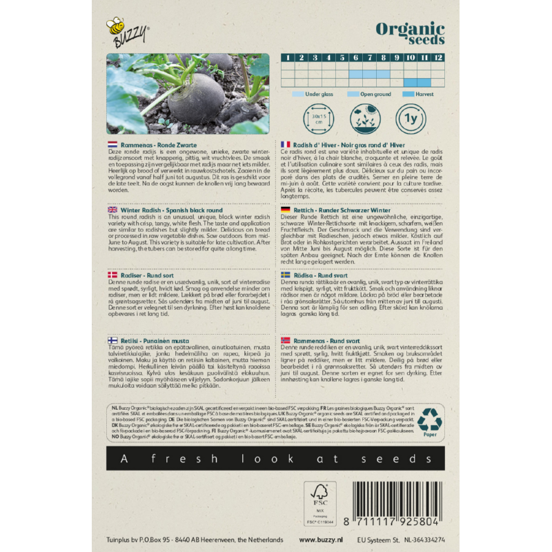 Buzzy® Organic Rammenas Ronde Zwarte (BIO)