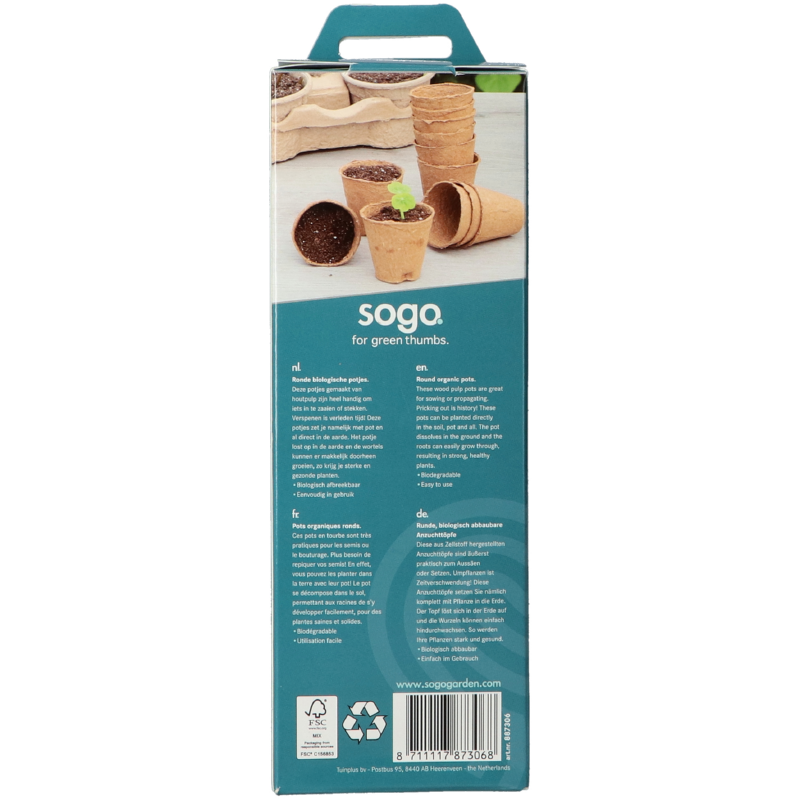 SOGO Biologische Potjes 6cm rond 12st.