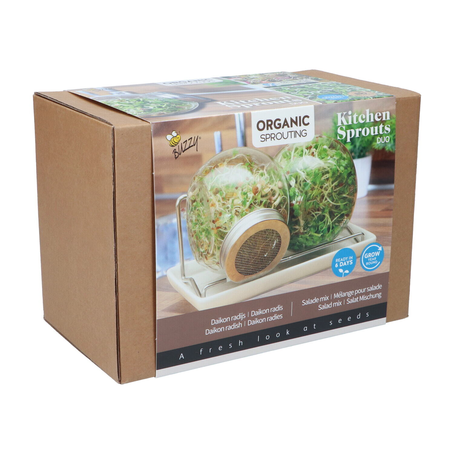 Buzzy® Organic Sprouting Duo pot met schaal BIO