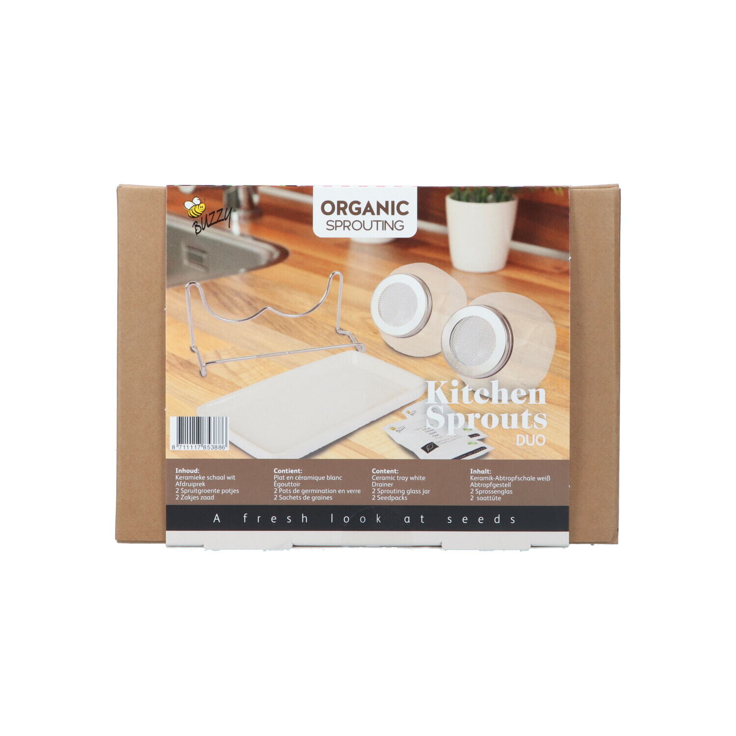 Buzzy® Organic Sprouting Duo pot met schaal BIO