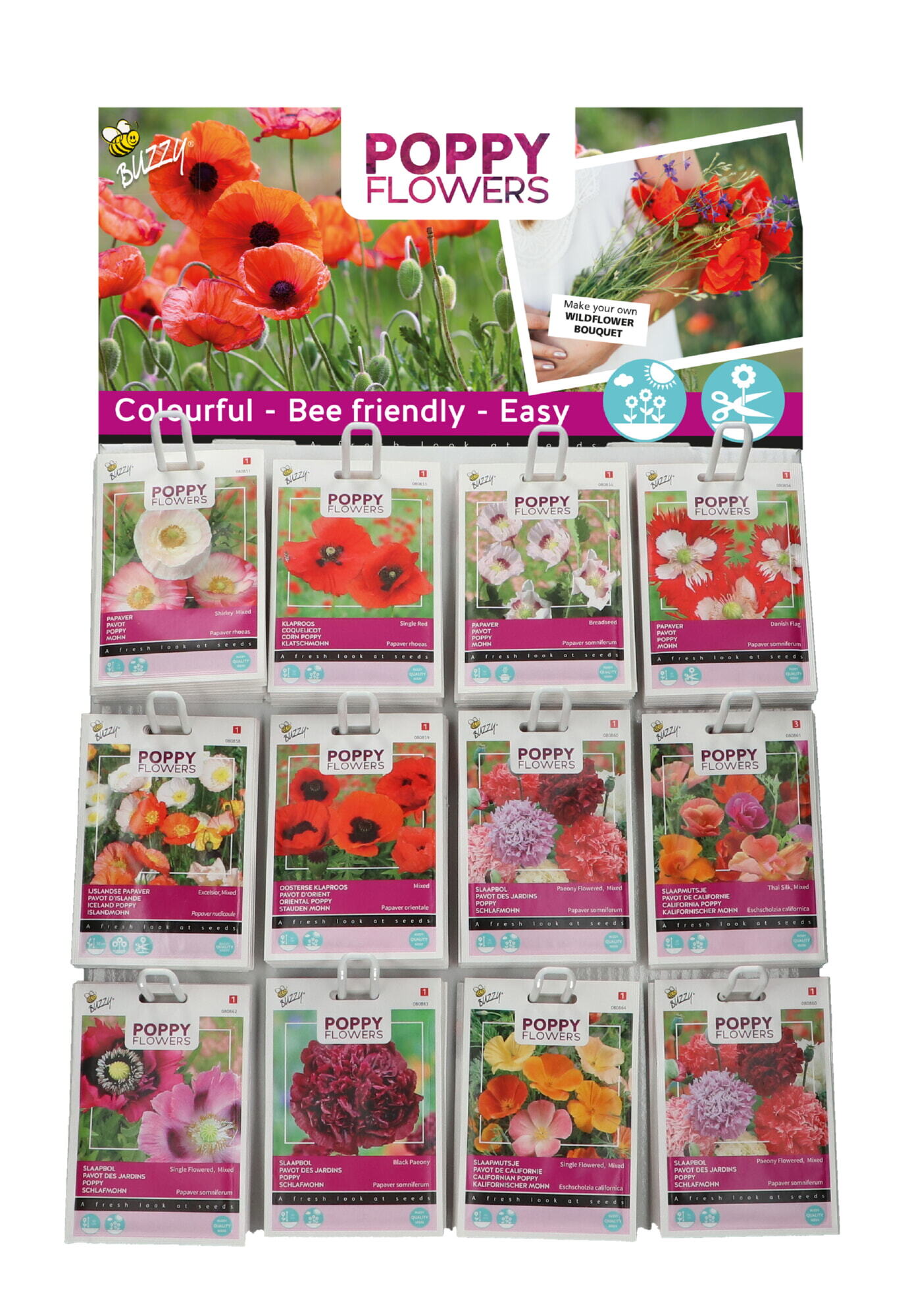 Buzzy® Display Poppy Flowers 12x15